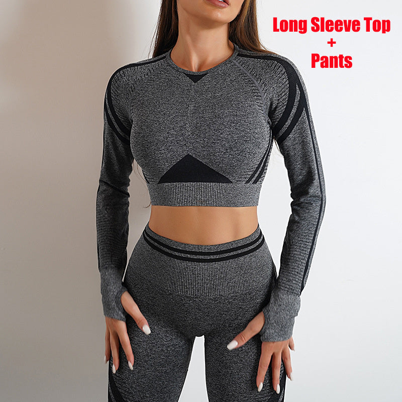 Seamless Yoga Pants Sports Gym Fitness Leggings Or Long Sleeve Tops Outfits Butt Lifting Slim Workout Sportswear Clothing - Worklynn.com