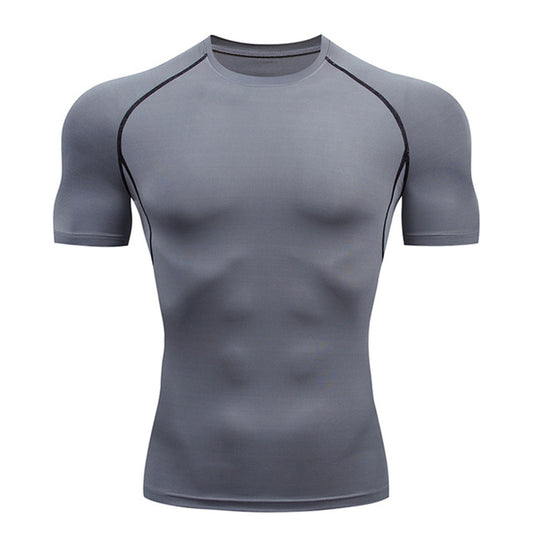 Men's Cool Dry Short Sleeve Compression Shirts Sports T Shirts Tops Athletic Workout Shirt Grey M