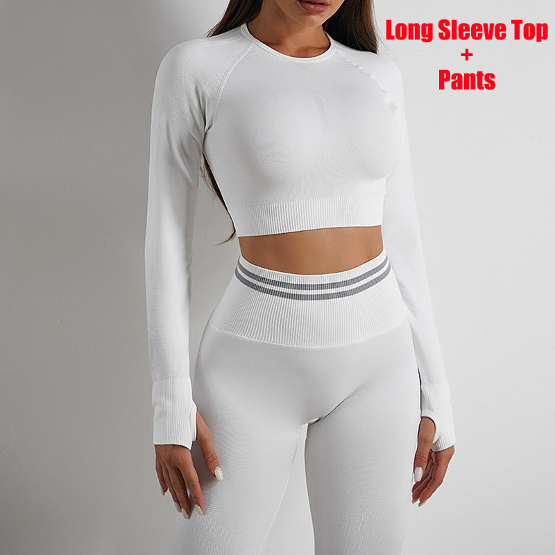 Seamless Yoga Pants Sports Gym Fitness Leggings Or Long Sleeve Tops Outfits Butt Lifting Slim Workout Sportswear Clothing - Worklynn.com