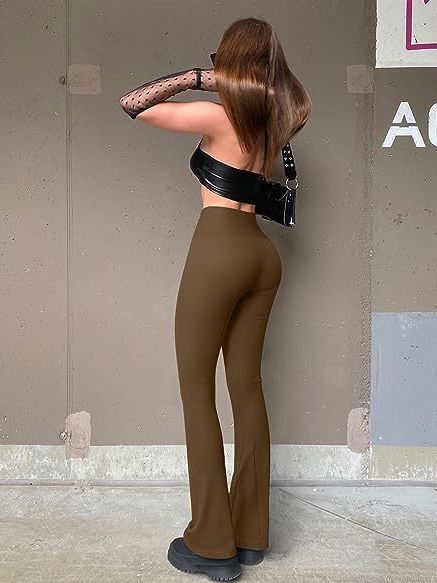 Sports And Leisure Rib Workout High Waist Flared Pants